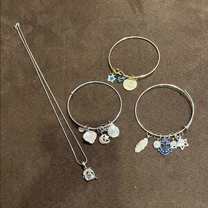 Summer Fun Silver and Gold Colored Charm Bracelets and Necklace Set